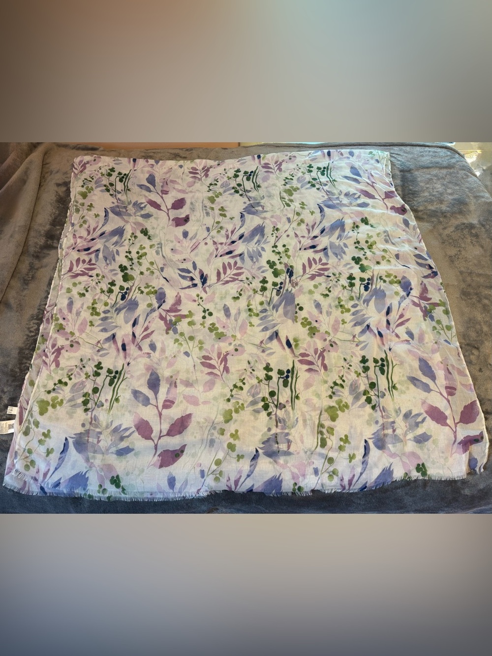 Floral Leaf Print Light Weight Scarf - Picture 2 of 6